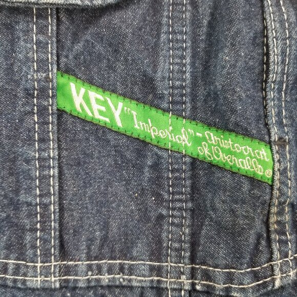 Vintage Key Imperial Overalls Bibs Mens 48X30 Denim Blue Jeans   Workwear - Picture 8 of 11
